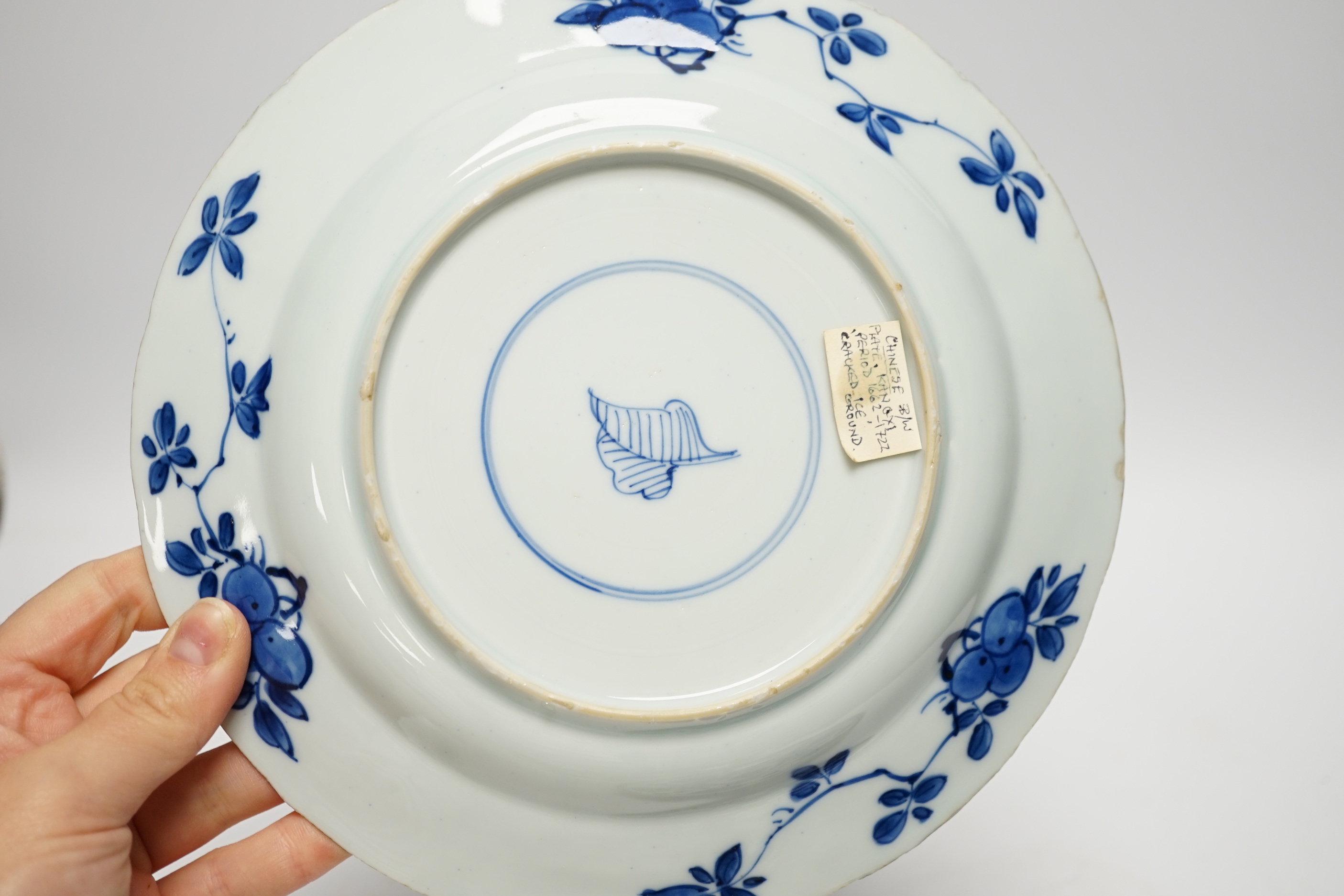 Two Chinese Kangxi blue and white plates, largest 22.5cm diameter